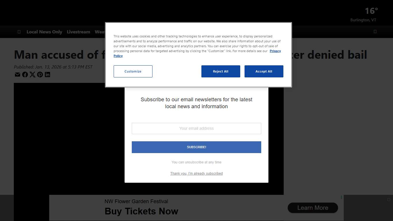 Man accused of fatal crash with Rutland police officer denied bail