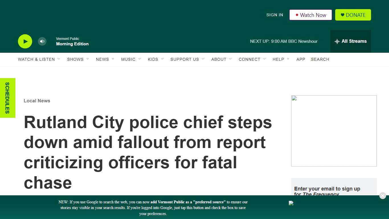 Rutland City police chief steps down amid fallout from report criticizing officers for fatal chase | Vermont Public